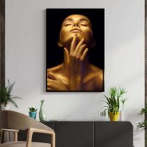 Quadro com Moldura Decorativo Para Sala Quarto Hall Mulher Beleza Dourada Cor:MOLDURA PRETATamanho:40 X 60 X 3 CM Quadro com Moldura Decorativo Para Sala Quarto Hall Mulher Beleza Dourada Cor:MOLDURA PRETATamanho:40 X 60 X 3 CM