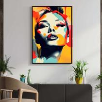 Quadro com Moldura Decorativo Para Sala Quarto Hall Mulher Pop Art Collor Cor:MOLDURA PRETATamanho:40 X 30 X 3 CM