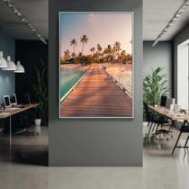 Quadro com Moldura Decorativo Para Sala Quarto Hall Por do Sol Pier Coqueiros Cor:MOLDURA BRANCATamanho:40 X 30 X 3 CM Quadro com Moldura Decorativo Para Sala Quarto Hall Por do Sol Pier Coqueiros Cor:MOLDURA BRANCATamanho:40 X 30 X 3 CM