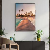Quadro com Moldura Decorativo Para Sala Quarto Hall Por do Sol Pier Coqueiros Cor:MOLDURA PRETATamanho:40 X 60 X 3 CM Quadro com Moldura Decorativo Para Sala Quarto Hall Por do Sol Pier Coqueiros Cor:MOLDURA PRETATamanho:40 X 60 X 3 CM