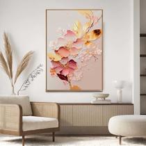 Quadro com Moldura Decorativo Para Sala Quarto Hall Rosê Abstrato Floral