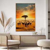 Quadro com Moldura Decorativo Para Sala Quarto Hall Savana Africa Paisagem
