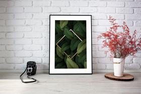 Quadro Com Moldura Dourada Folhagens