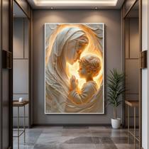 Quadro com Moldura e Acrilico Cristal Maria menino Jesus para Sala, Quarto e Escritório Quadro com Moldura e Acrilico Cristal Maria menino Jesus para Sala, Quarto e Escritório