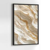 Quadro com Moldura e Acrilico Cristal Vidro Abstrato Branco Dourado para Sala de estar, Quarto, Hall e Escritório Quadro com Moldura e Acrilico Cristal Vidro Abstrato Branco Dourado para Sala de estar, Quarto, Hall e Escritório