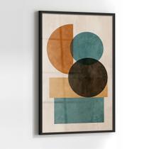Quadro com Moldura e Acrilico Cristal Vidro Abstrato Círculos para Sala de estar, Quarto, Hall e Escritório