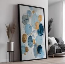 Quadro com Moldura e Acrilico Cristal Vidro Abstrato Círculos para Sala de estar, Quarto, Hall e Escritório