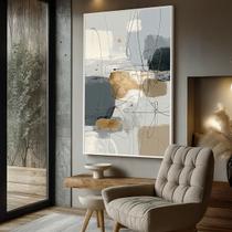 Quadro com Moldura e Acrilico Cristal Vidro Abstrato em Linhas para Sala de estar, Quarto, Hall e Escritório