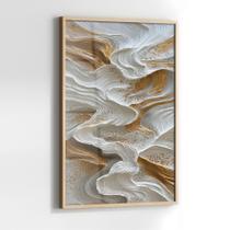 Quadro com Moldura e Acrilico Cristal Vidro Abstrato Ondas Dourada para Sala de estar, Quarto, Hall e Escritório Quadro com Moldura e Acrilico Cristal Vidro Abstrato Ondas Dourada para Sala de estar, Quarto, Hall e Escritório