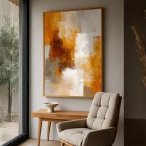 Quadro com Moldura e Acrilico Cristal Vidro Arte Ocre para Sala de estar, Quarto, Hall e Escritório Quadro com Moldura e Acrilico Cristal Vidro Arte Ocre para Sala de estar, Quarto, Hall e Escritório