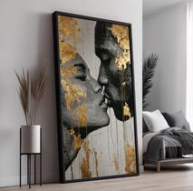 Quadro com Moldura e Acrilico Cristal Vidro Casal Dourado para Sala de estar, Quarto, Hall e Escritório Quadro com Moldura e Acrilico Cristal Vidro Casal Dourado para Sala de estar, Quarto, Hall e Escritório