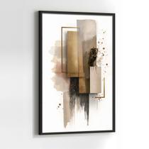 Quadro com Moldura e Acrilico Cristal Vidro Claro Abstrato Gold para Sala de estar, Quarto, Hall e Escritório Quadro com Moldura e Acrilico Cristal Vidro Claro Abstrato Gold para Sala de estar, Quarto, Hall e Escritório