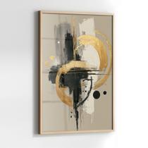Quadro com Moldura e Acrilico Cristal Vidro Equilíbrio Dourado para Sala de estar, Quarto, Hall e Escritório Quadro com Moldura e Acrilico Cristal Vidro Equilíbrio Dourado para Sala de estar, Quarto, Hall e Escritório