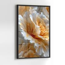 Quadro com Moldura e Acrilico Cristal Vidro Flor Dourada e Branca para Sala de estar, Quarto, Hall e Escritório Quadro com Moldura e Acrilico Cristal Vidro Flor Dourada e Branca para Sala de estar, Quarto, Hall e Escritório