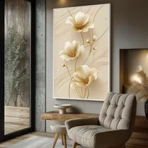 Quadro com Moldura e Acrilico Cristal Vidro Flores Minimalista para Sala de estar, Quarto, Hall e Escritório Quadro com Moldura e Acrilico Cristal Vidro Flores Minimalista para Sala de estar, Quarto, Hall e Escritório