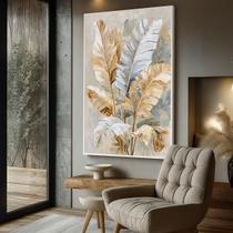 Quadro com Moldura e Acrilico Cristal Vidro Folhas Bananeira para Sala de estar, Quarto, Hall e Escritório Quadro com Moldura e Acrilico Cristal Vidro Folhas Bananeira para Sala de estar, Quarto, Hall e Escritório