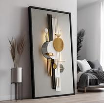Quadro com Moldura e Acrilico Cristal Vidro Geométrico Realista para Sala de estar, Quarto, Hall e Escritório Quadro com Moldura e Acrilico Cristal Vidro Geométrico Realista para Sala de estar, Quarto, Hall e Escritório