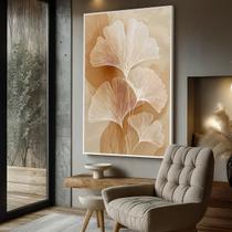 Quadro com Moldura e Acrilico Cristal Vidro Ginkgo Bege para Sala de estar, Quarto, Hall e Escritório Quadro com Moldura e Acrilico Cristal Vidro Ginkgo Bege para Sala de estar, Quarto, Hall e Escritório