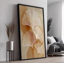 Quadro com Moldura e Acrilico Cristal Vidro Ginkgo Bege para Sala de estar, Quarto, Hall e Escritório Quadro com Moldura e Acrilico Cristal Vidro Ginkgo Bege para Sala de estar, Quarto, Hall e Escritório