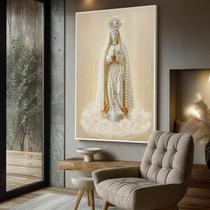 Quadro com Moldura e Acrilico Cristal Vidro Nossa Senhora Estatua para Sala de estar, Quarto, Hall e Escritório