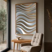 Quadro com Moldura e Acrilico Cristal Vidro Ondas Textura para Sala de estar, Quarto, Hall e Escritório Quadro com Moldura e Acrilico Cristal Vidro Ondas Textura para Sala de estar, Quarto, Hall e Escritório