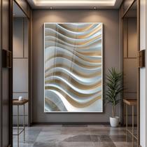 Quadro com Moldura e Acrilico Cristal Vidro Ondas Textura para Sala de estar, Quarto, Hall e Escritório