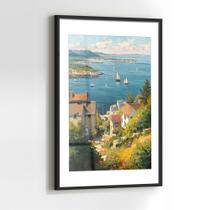 Quadro com Moldura e Acrilico Cristal Vidro Paisagem Estilo Pintura para Sala de estar, Quarto, Hall e Escritório