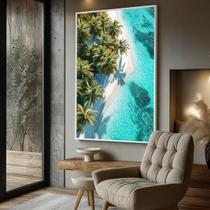 Quadro com Moldura e Acrilico Cristal Vidro Paisagem Ilha para Sala de estar, Quarto, Hall e Escritório