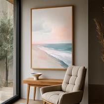 Quadro com Moldura e Acrilico Cristal Vidro Paisagem Mar Minimalista para Sala de estar, Quarto, Hall e Escritório