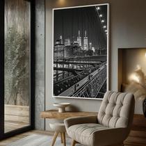 Quadro com Moldura e Acrilico Cristal Vidro Ponte Manhatan para Sala de estar, Quarto, Hall e Escritório