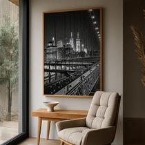 Quadro com Moldura e Acrilico Cristal Vidro Ponte Manhatan para Sala de estar, Quarto, Hall e Escritório
