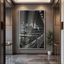 Quadro com Moldura e Acrilico Cristal Vidro Ponte Manhatan para Sala de estar, Quarto, Hall e Escritório Quadro com Moldura e Acrilico Cristal Vidro Ponte Manhatan para Sala de estar, Quarto, Hall e Escritório