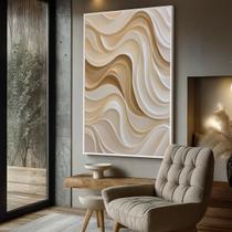 Quadro com Moldura e Acrilico Cristal Vidro Relevo Bege para Sala de estar, Quarto, Hall e Escritório