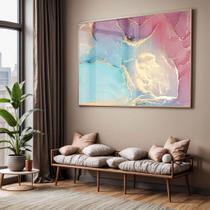 Quadro com Moldura e Acrilico Cristal Vidro Sala Quarto Abstrato Azul e Rosa Mármore Decorativo Horizontal Grande Hall Quadro com Moldura e Acrilico Cristal Vidro Sala Quarto Abstrato Azul e Rosa Mármore Decorativo Horizontal Grande Hall
