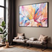 Quadro com Moldura e Acrilico Cristal Vidro Sala Quarto Abstrato Colorido Cores Claras Decorativo Horizontal Grande Hal Quadro com Moldura e Acrilico Cristal Vidro Sala Quarto Abstrato Colorido Cores Claras Decorativo Horizontal Grande Hal