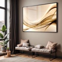 Quadro com Moldura e Acrilico Cristal Vidro Sala Quarto Abstrato Dourado Decorativo Horizontal Grande Hall Quadro com Moldura e Acrilico Cristal Vidro Sala Quarto Abstrato Dourado Decorativo Horizontal Grande Hall