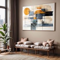 Quadro com Moldura e Acrilico Cristal Vidro Sala Quarto Abstrato Laranja e Azul Ilustração bege Decorativo Horizontal G Quadro com Moldura e Acrilico Cristal Vidro Sala Quarto Abstrato Laranja e Azul Ilustração bege Decorativo Horizontal G