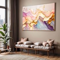 Quadro com Moldura e Acrilico Cristal Vidro Sala Quarto Abstrato Moderno Luxo Rosê Dourado Decorativo Horizontal Grande Quadro com Moldura e Acrilico Cristal Vidro Sala Quarto Abstrato Moderno Luxo Rosê Dourado Decorativo Horizontal Grande