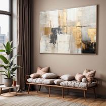 Quadro com Moldura e Acrilico Cristal Vidro Sala Quarto Arte Abstrato Preto Cinza Dourado Textura Decorativo Horizontal Quadro com Moldura e Acrilico Cristal Vidro Sala Quarto Arte Abstrato Preto Cinza Dourado Textura Decorativo Horizontal