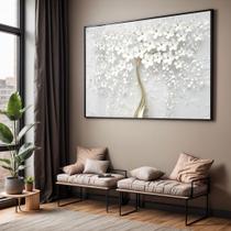 Quadro com Moldura e Acrilico Cristal Vidro Sala Quarto Arvore Branca Decorativo Horizontal Grande Hall Quadro com Moldura e Acrilico Cristal Vidro Sala Quarto Arvore Branca Decorativo Horizontal Grande Hall