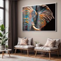 Quadro com Moldura e Acrilico Cristal Vidro Sala Quarto Elefante Indiano Foco Decorativo Horizontal Grande Hall Quadro com Moldura e Acrilico Cristal Vidro Sala Quarto Elefante Indiano Foco Decorativo Horizontal Grande Hall