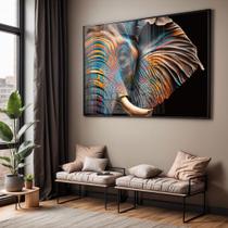 Quadro com Moldura e Acrilico Cristal Vidro Sala Quarto Elefante Indiano Foco Decorativo Horizontal Grande Hall Quadro com Moldura e Acrilico Cristal Vidro Sala Quarto Elefante Indiano Foco Decorativo Horizontal Grande Hall