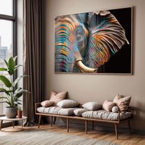 Quadro com Moldura e Acrilico Cristal Vidro Sala Quarto Elefante Indiano Foco Decorativo Horizontal Grande Hall Quadro com Moldura e Acrilico Cristal Vidro Sala Quarto Elefante Indiano Foco Decorativo Horizontal Grande Hall