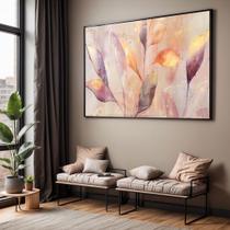 Quadro com Moldura e Acrilico Cristal Vidro Sala Quarto Folhas Arte Floral Decorativo Horizontal Grande Hall Quadro com Moldura e Acrilico Cristal Vidro Sala Quarto Folhas Arte Floral Decorativo Horizontal Grande Hall