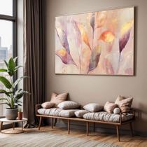 Quadro com Moldura e Acrilico Cristal Vidro Sala Quarto Folhas Arte Floral Decorativo Horizontal Grande Hall Quadro com Moldura e Acrilico Cristal Vidro Sala Quarto Folhas Arte Floral Decorativo Horizontal Grande Hall