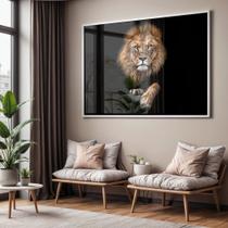Quadro com Moldura e Acrilico Cristal Vidro Sala Quarto Leão Luxo Decorativo Horizontal Grande Hall Quadro com Moldura e Acrilico Cristal Vidro Sala Quarto Leão Luxo Decorativo Horizontal Grande Hall