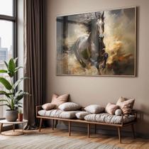 Quadro com Moldura e Acrilico Cristal Vidro Sala Quarto Pintura Cavalo Luxo Decorativo Horizontal Grande Hall Quadro com Moldura e Acrilico Cristal Vidro Sala Quarto Pintura Cavalo Luxo Decorativo Horizontal Grande Hall