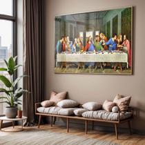 Quadro com Moldura e Acrilico Cristal Vidro Sala Quarto Santa Ceia Religioso Decorativo Horizontal Grande Hall Quadro com Moldura e Acrilico Cristal Vidro Sala Quarto Santa Ceia Religioso Decorativo Horizontal Grande Hall