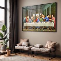 Quadro com Moldura e Acrilico Cristal Vidro Sala Quarto Santa Ceia Religioso Decorativo Horizontal Grande Hall Quadro com Moldura e Acrilico Cristal Vidro Sala Quarto Santa Ceia Religioso Decorativo Horizontal Grande Hall