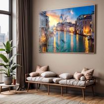 Quadro com Moldura e Acrilico Cristal Vidro Sala Quarto Venezza Paisagem Decorativo Horizontal Grande Hall Quadro com Moldura e Acrilico Cristal Vidro Sala Quarto Venezza Paisagem Decorativo Horizontal Grande Hall